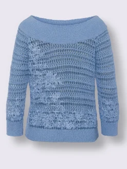 Pull ajouré broderie florale
