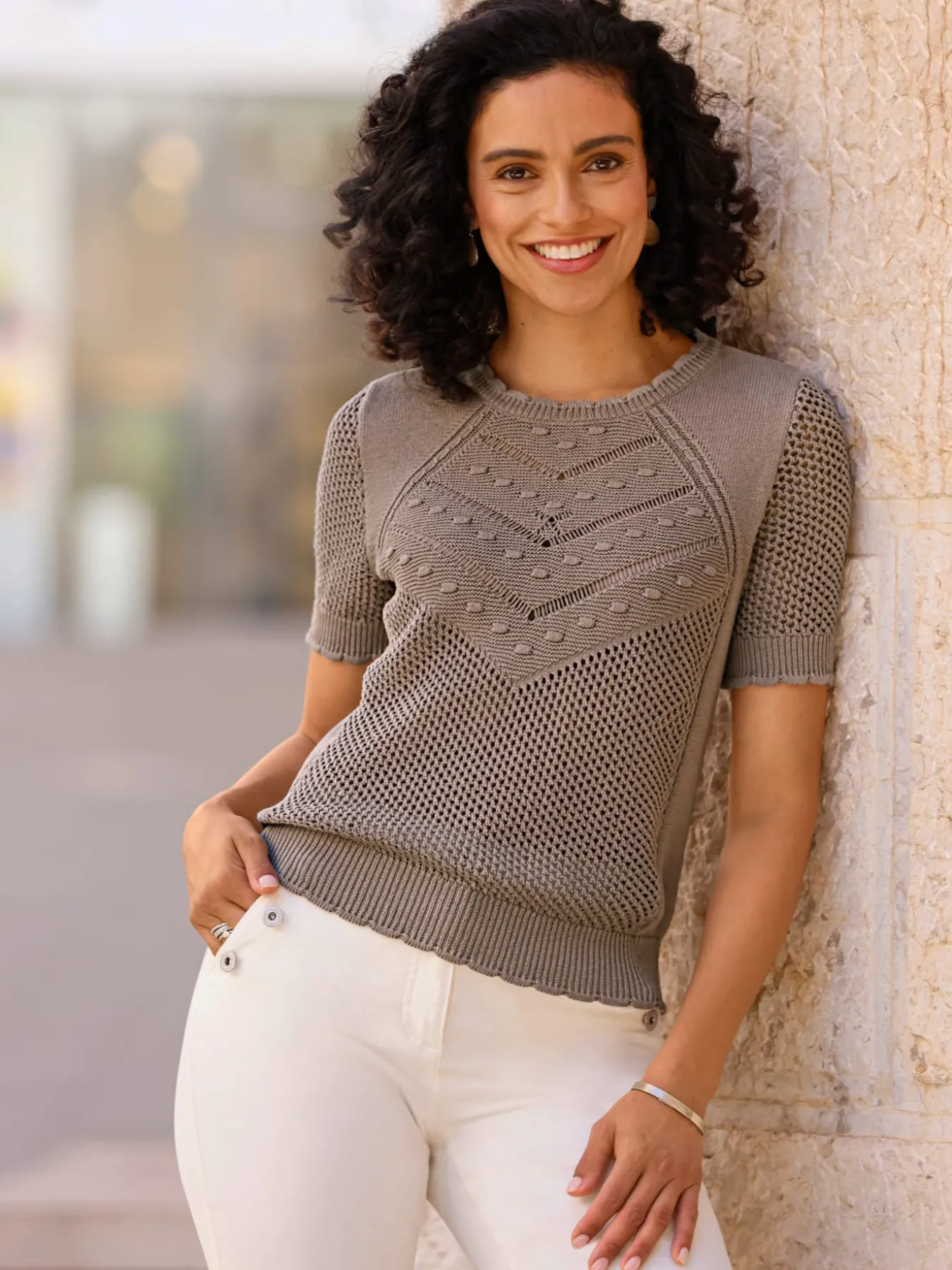 Pull ajouré pur coton