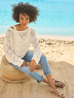 Pull ajouré pur coton