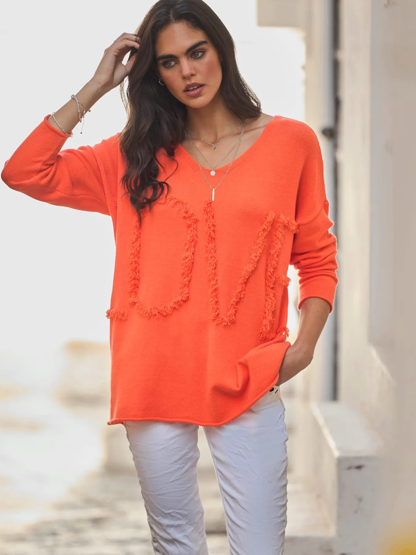 Pull ample inscription tendance