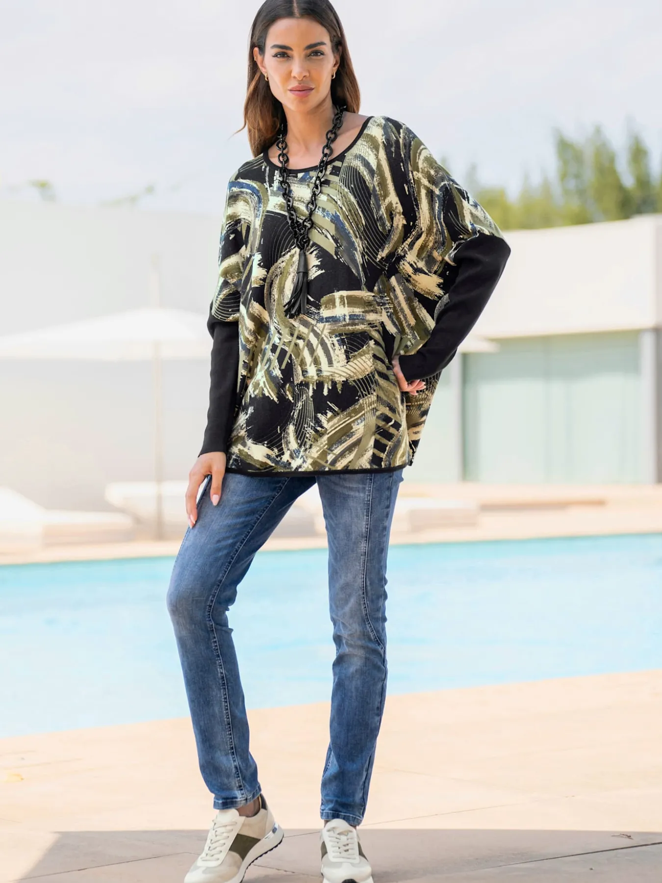 Pull ample motif imprimé exclusif