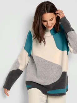 Pull ample motif intarsia