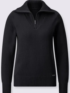 Pull en maille côtelée col montant à glissière