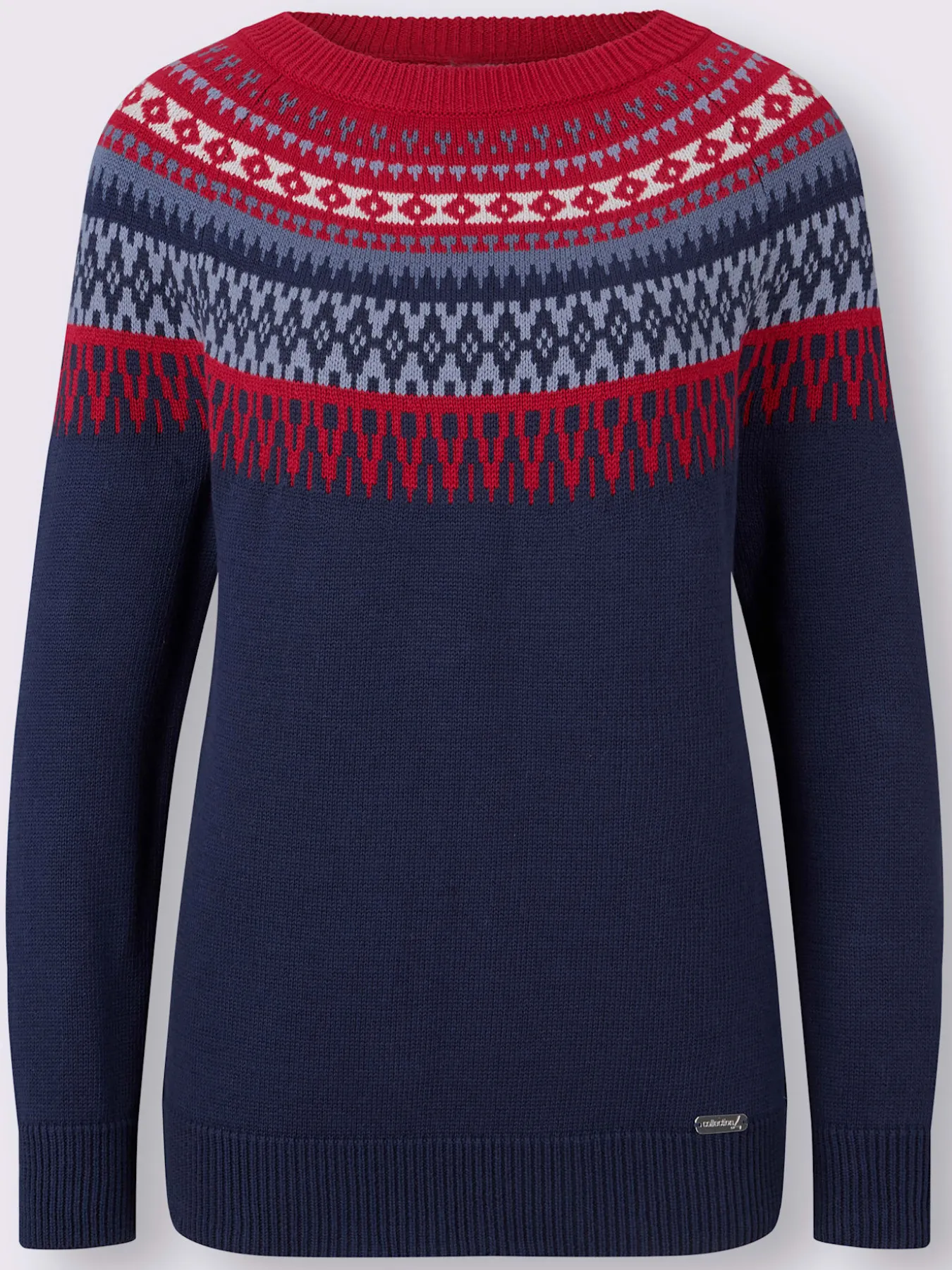 Pull en pur coton motif norvégien en jacquard col rond