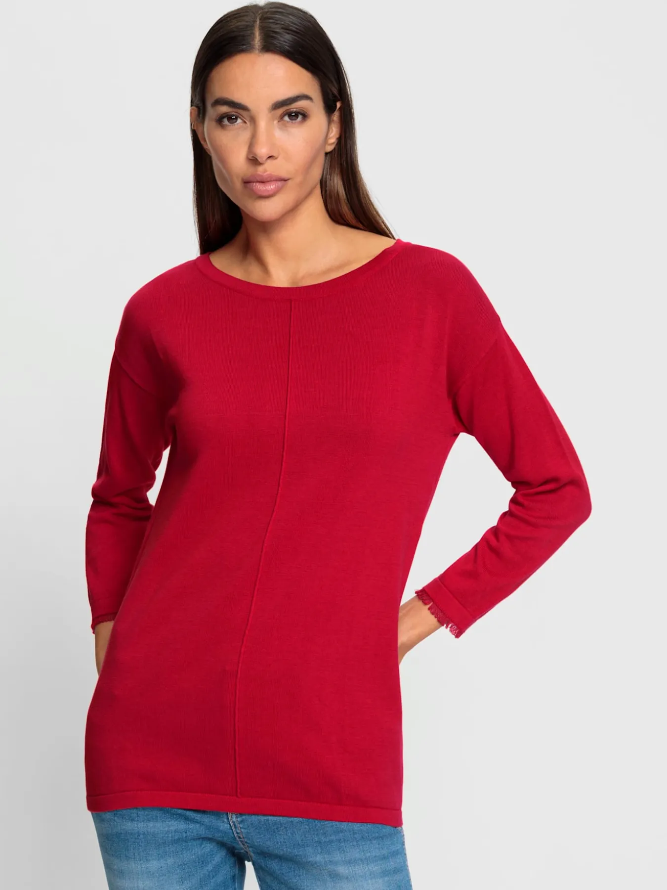 Pull en tricot fin franges tendance au bas des manches