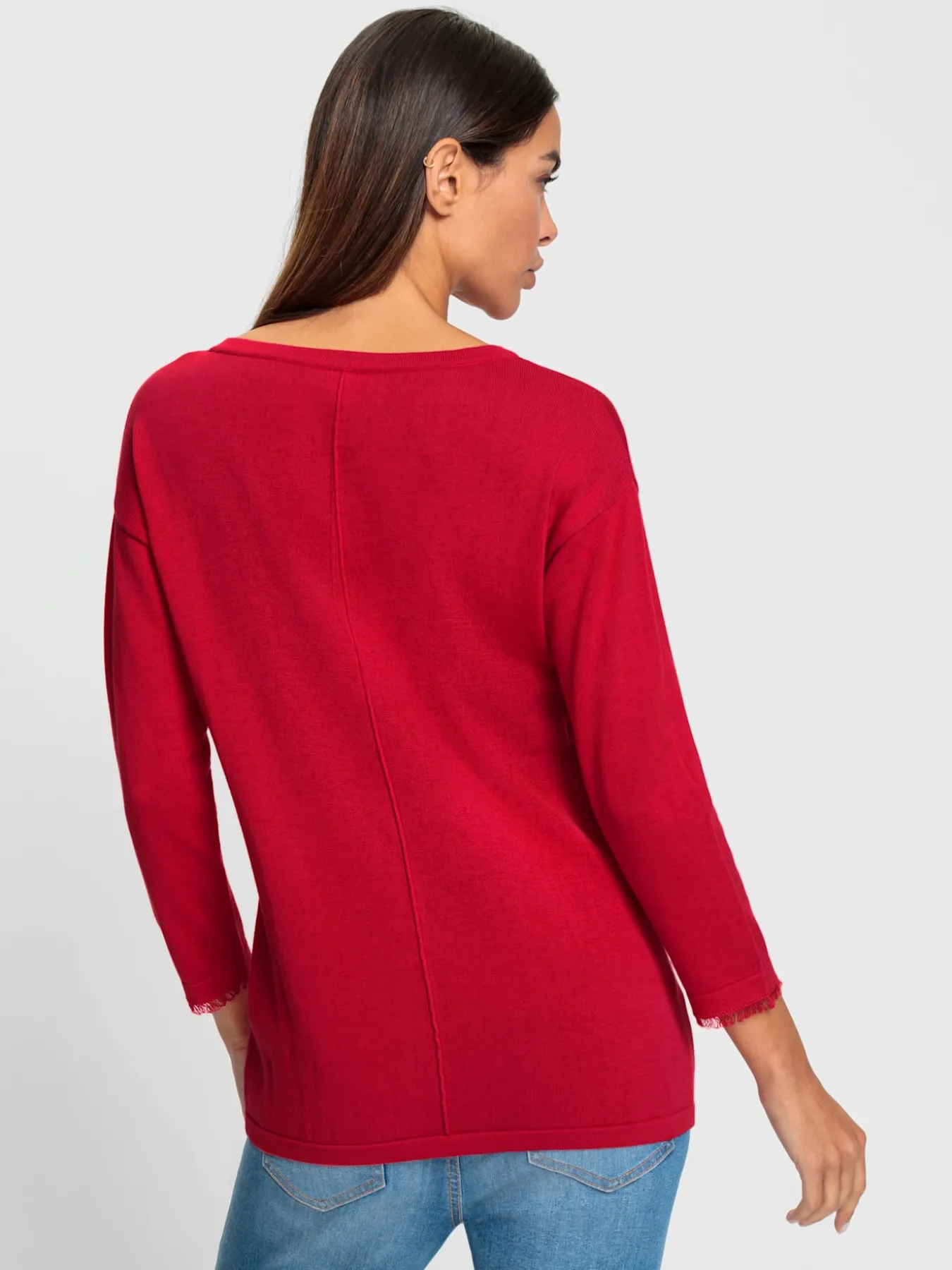 Pull en tricot fin franges tendance au bas des manches