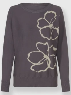 Pull en tricot fin joli motif floral