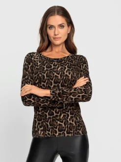 Pull en tricot fin joli motif léopard