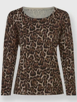 Pull en tricot fin joli motif léopard