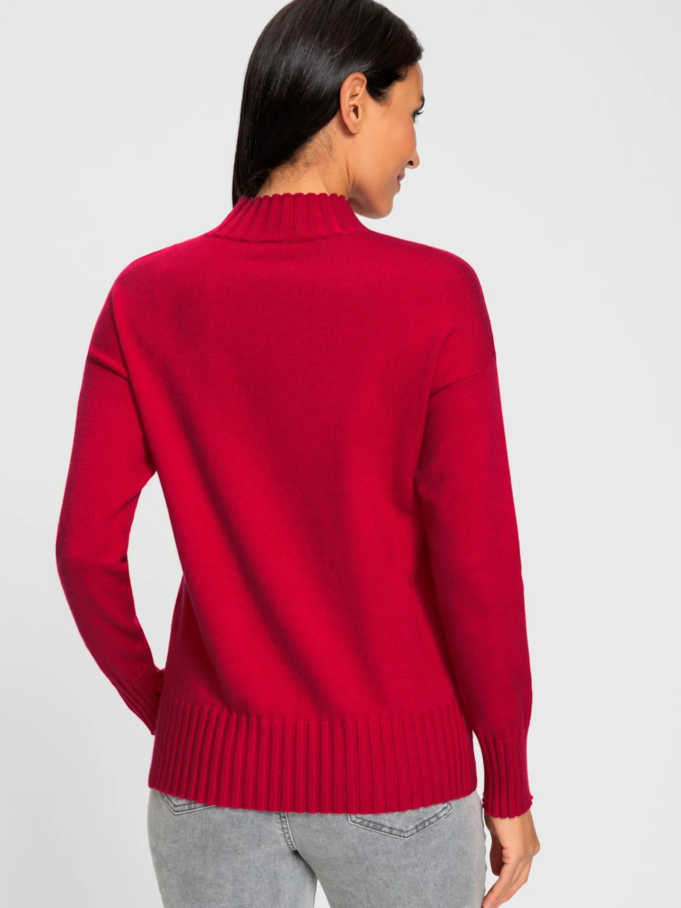 Pull en tricot finitions côtelées larges