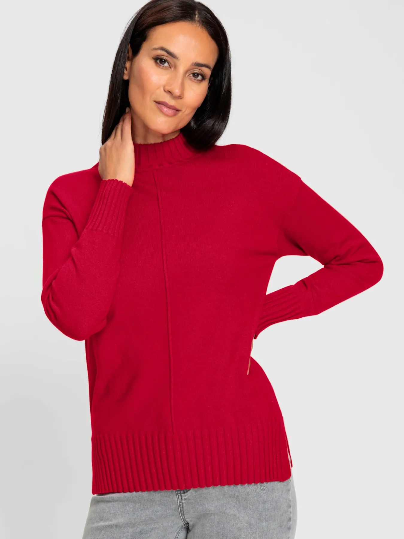 Pull en tricot finitions côtelées larges