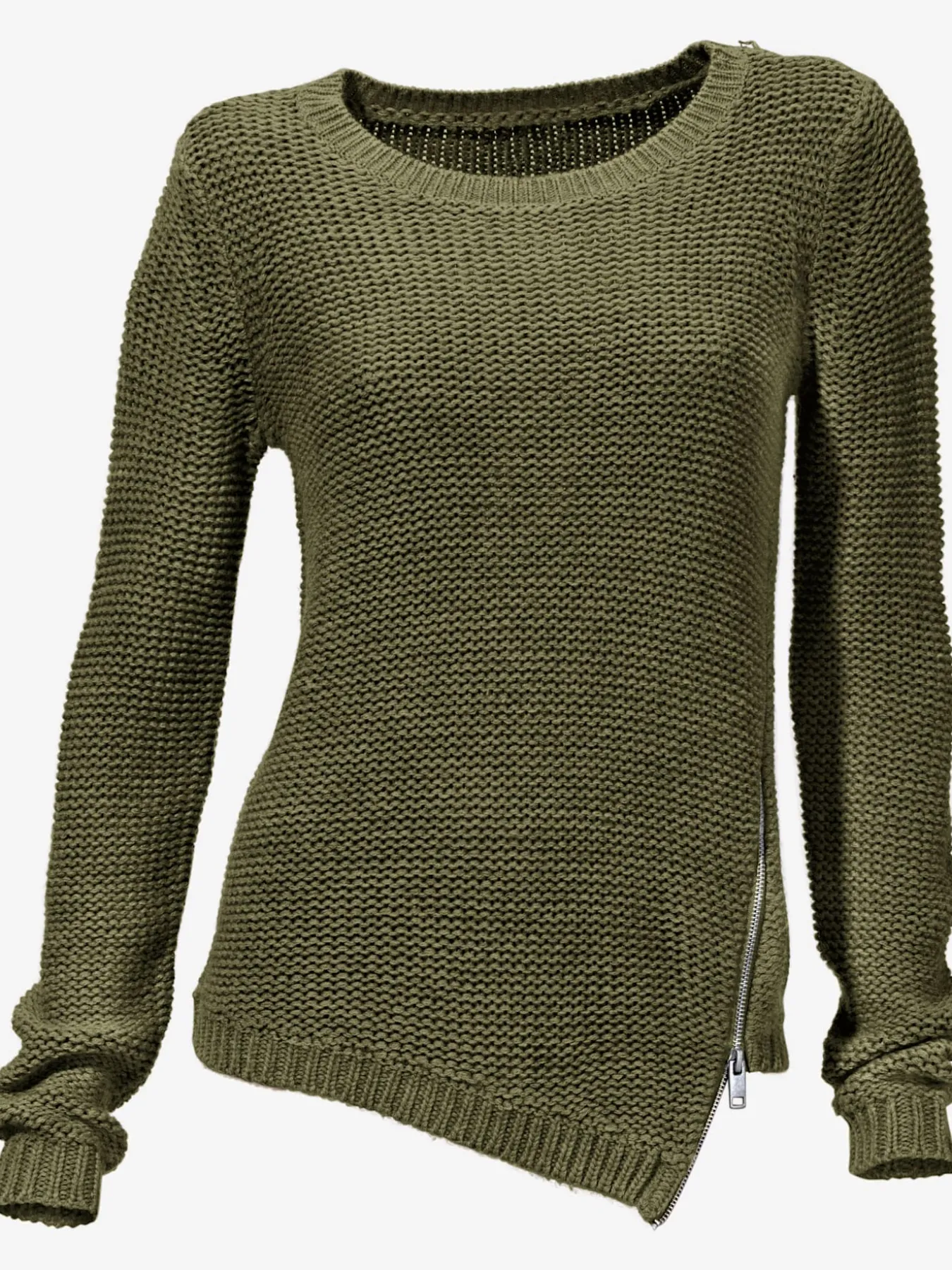 Pull en tricot look asymétrique tendance avec glissière