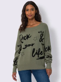 Pull en tricot motif imprimé devant