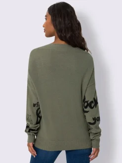 Pull en tricot motif imprimé devant