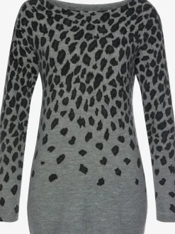 Pull en tricot pull à encolure ronde, imprimé animal