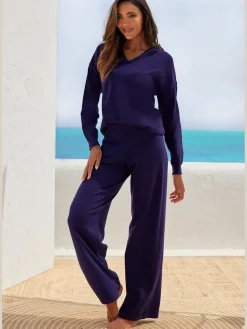 Pull en tricot sweat à capuche en tricot avec encolure en v