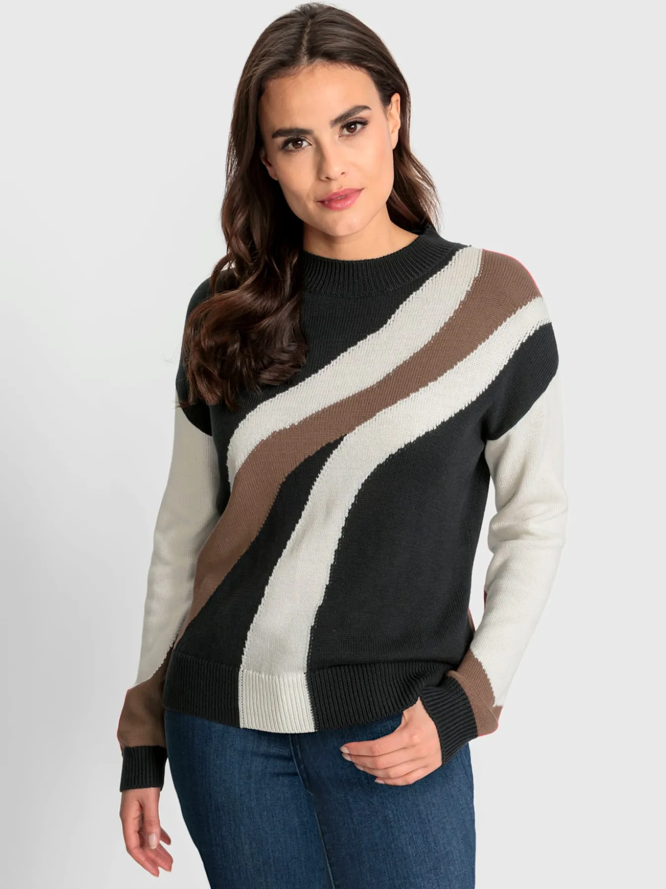 Pull encolure ronde combinaison de couleurs tendance