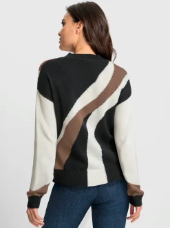 Pull encolure ronde combinaison de couleurs tendance