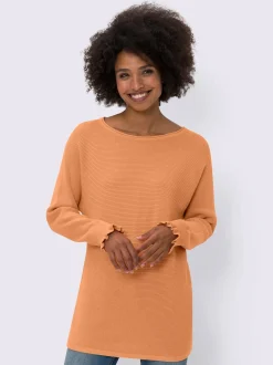 Pull encolure ronde effet côtelé en biais