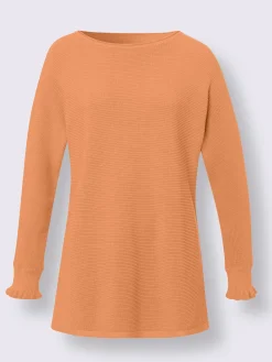 Pull encolure ronde effet côtelé en biais