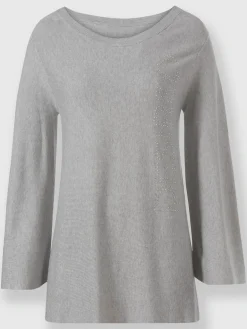 Pull encolure ronde inscription avec petites pierres brillantes fantaisie