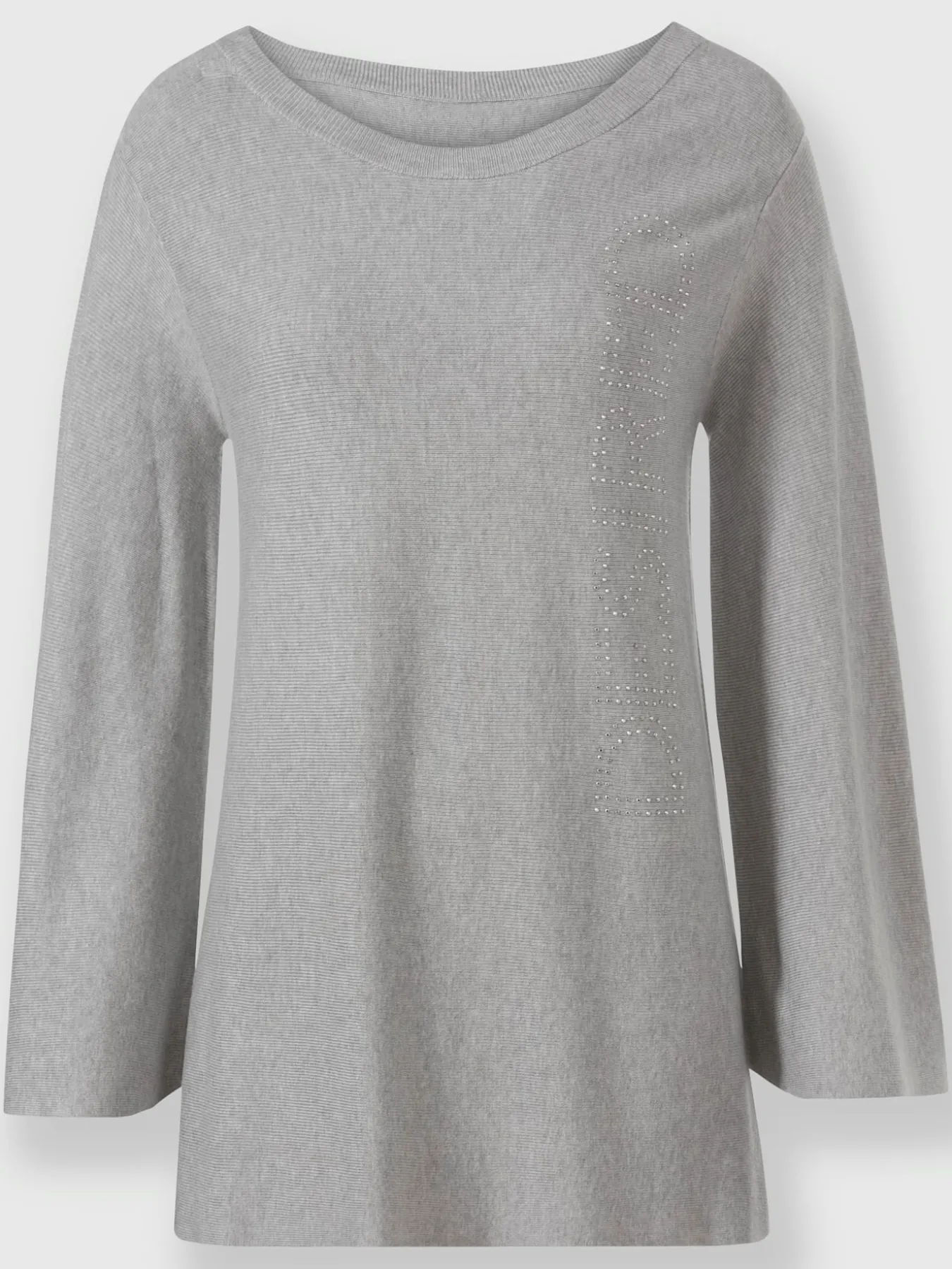 Pull encolure ronde inscription avec petites pierres brillantes fantaisie