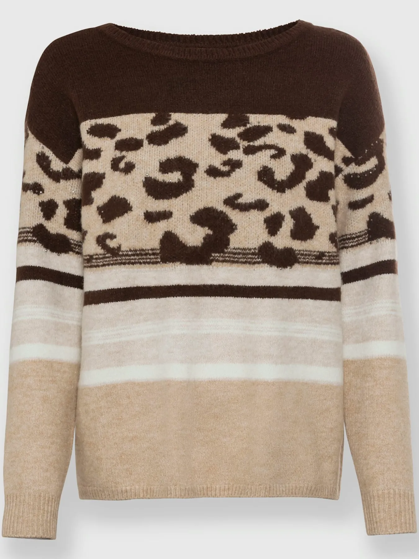 Pull encolure ronde joli motif léopard