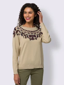 Pull encolure ronde joli imprimé