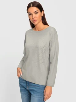 Pull encolure ronde petites pierres fantaisie tendance