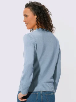 Pull femme col tortue finitions côtelés