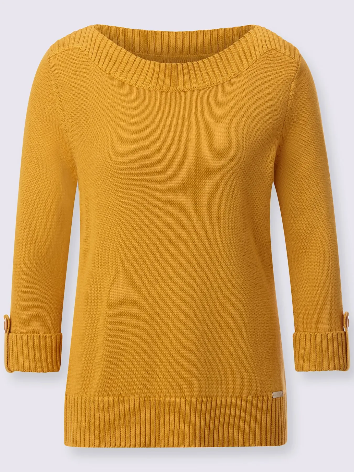 Pull femme manches 3/4 revers boutonnés