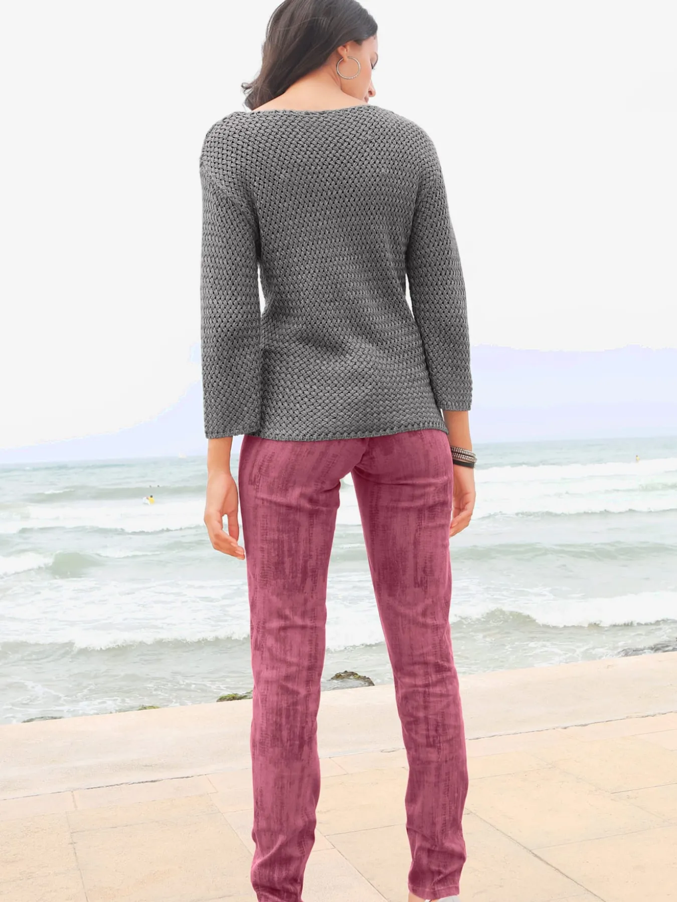 Pull femme tricot manches 3/4