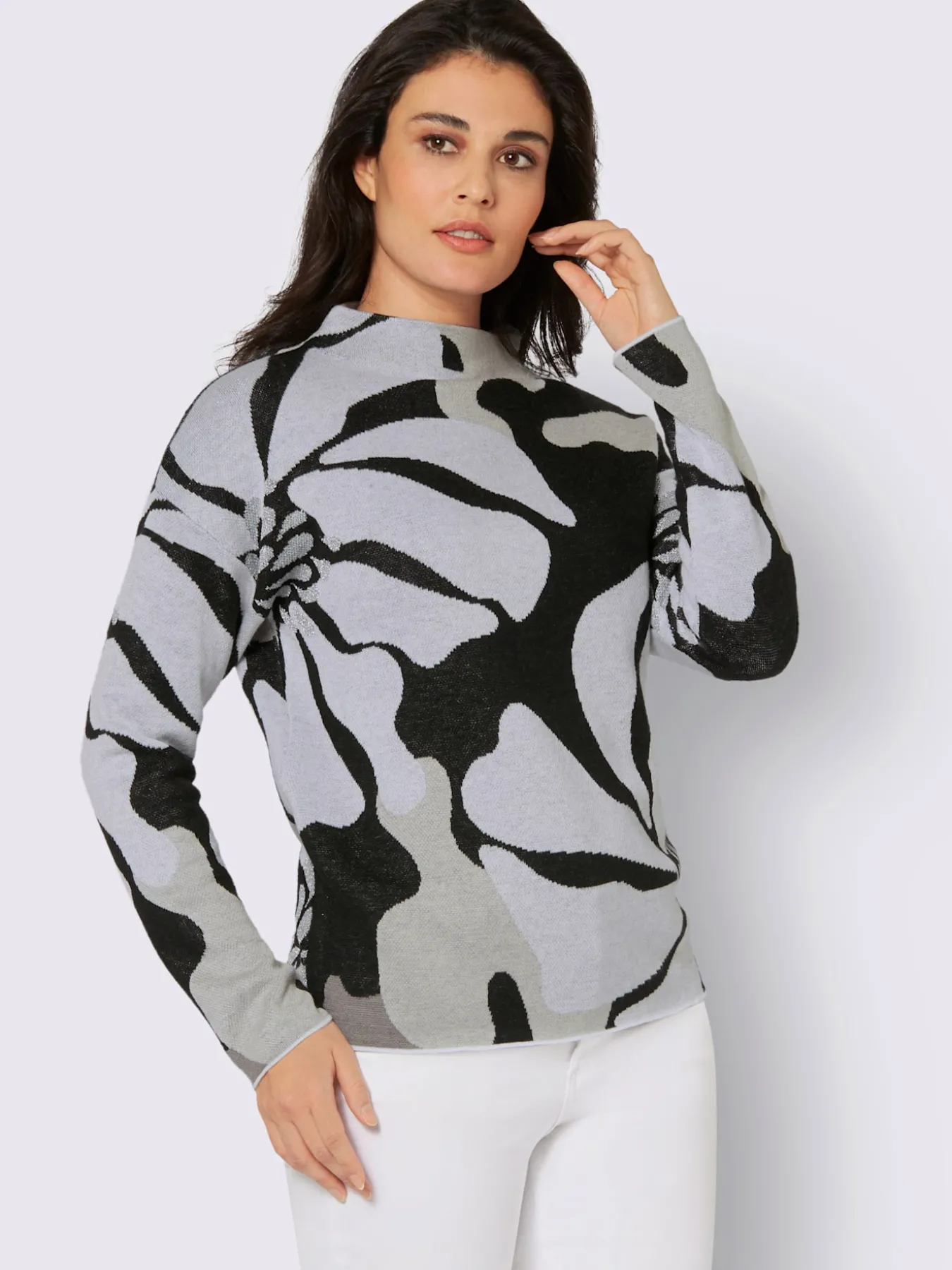 Pull jacquard 48% laine vierge