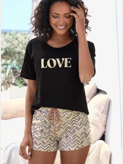 Pyjama court au superbe motif sergé chevron