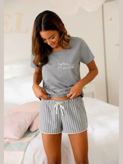 Pyjama court avec inscription imprimée