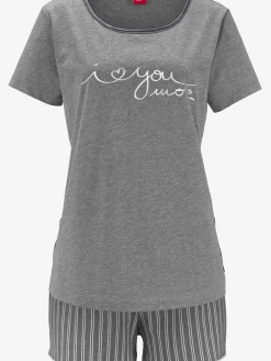 Pyjama court avec inscription imprimée