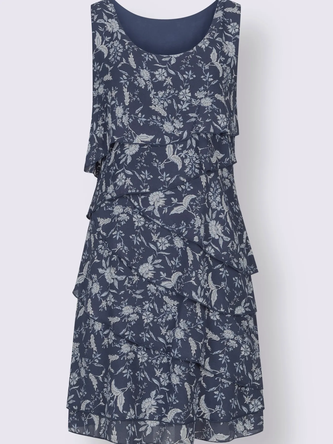 Robe à motif floral et effet superposé affinant