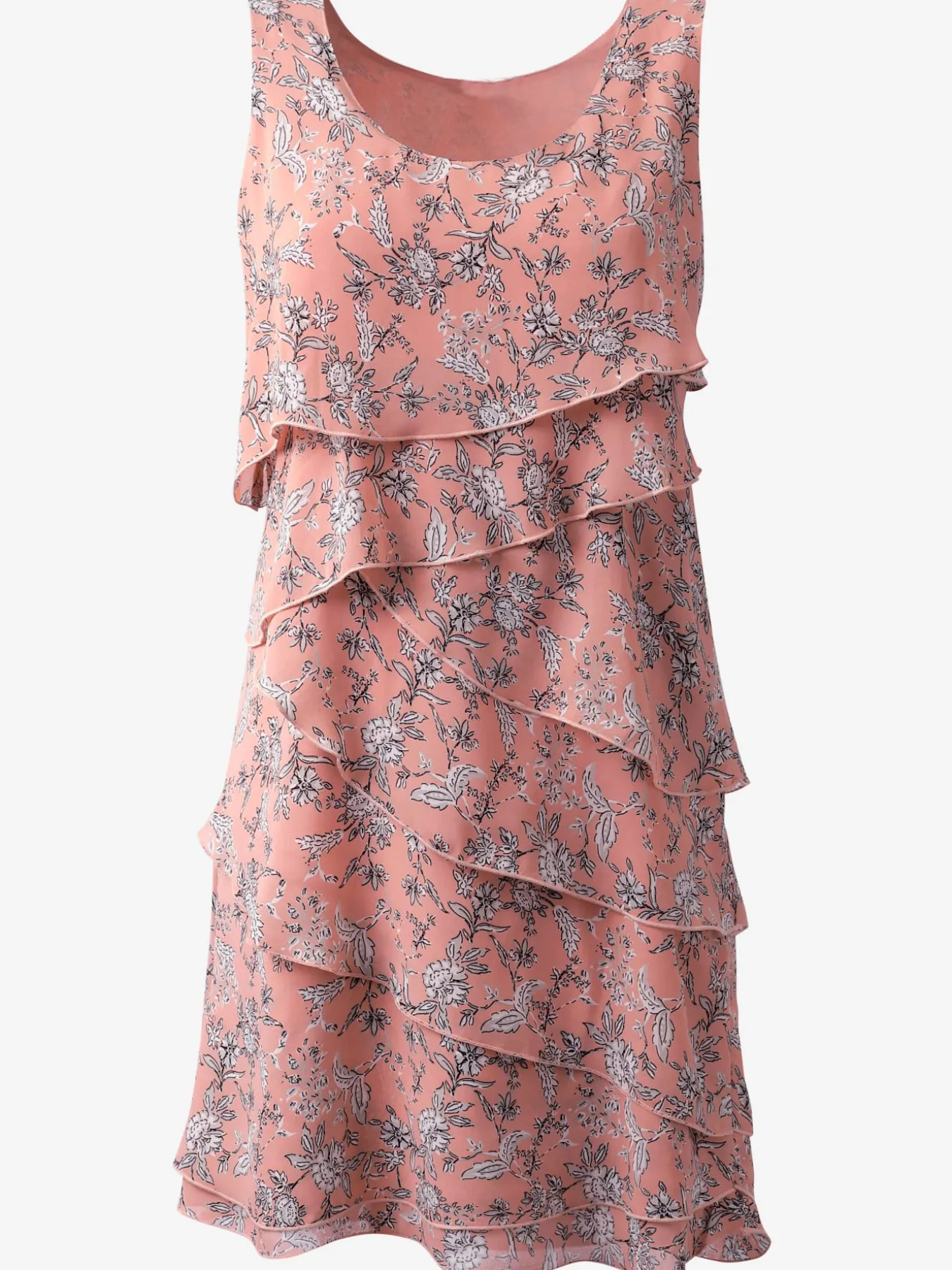 Robe à motif floral et effet superposé affinant