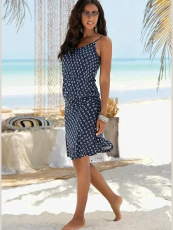 Robe de plage encolure légèrement froncée