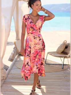 Robe d'été encolure en v effet cache-cœur