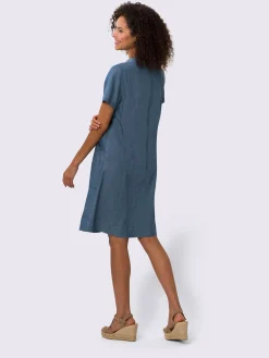 Robe en jean col à revers élégant