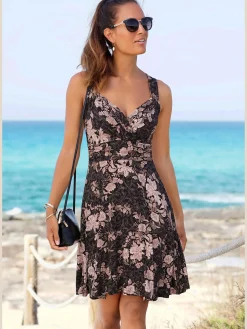 Robe en jersey col v effet cache-cœur
