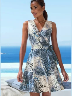 Robe en jersey encolure en v dégagée, effet cache-cœur