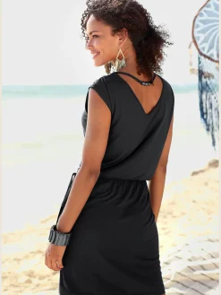 Robe en jersey encolure en v dégagée devant et au dos