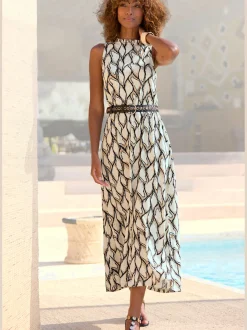 Robe en jersey encolure haute volantée