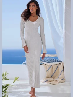 Robe en tricot robe côtelée élégante