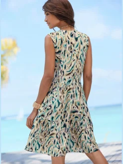 Robe imprimée col v à bordure