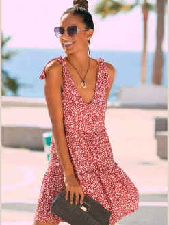 Robe imprimée robe en jersey courte à bretelles larges