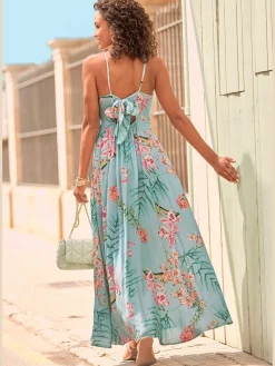 Robe longue belle encolure en v