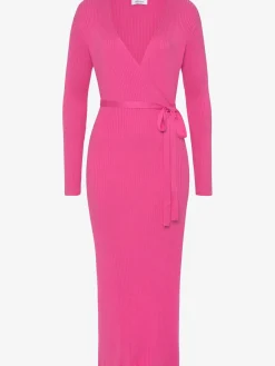 Robe longue cache-cœur en tricot